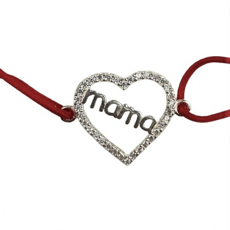 Bratara Snur Reglabil, Argint 925, Mama Cu Pietre Albe, Jolie Silver, 1.2 g, 2 cm x 1.5 cm [2]