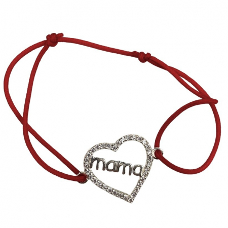 Bratara Snur Reglabil, Argint 925, Mama Cu Pietre Albe, Jolie Silver, 1.2 g, 2 cm x 1.5 cm [0]