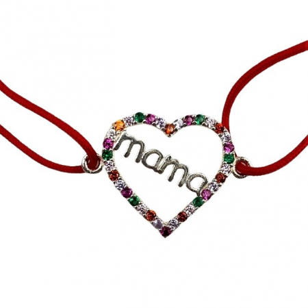 Bratara Snur Reglabil, Argint 925, Mama Cu Zirconii Colorate, Jolie Silver, 1.2 g, 2 cm x 1.5 cm [3]