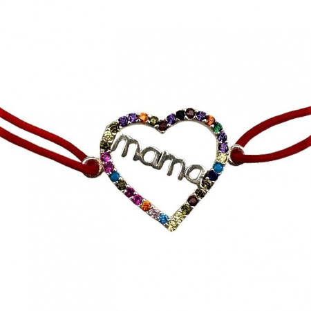 Bratara Snur Reglabil, Argint 925, Mama Cu Zirconii Colorate, Jolie Silver, 1.2 g, 2 cm x 1.5 cm [1]