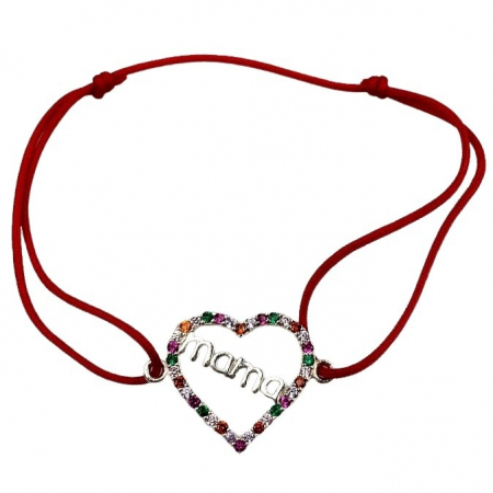 Bratara Snur Reglabil, Argint 925, Mama Cu Zirconii Colorate, Jolie Silver, 1.2 g, 2 cm x 1.5 cm [2]