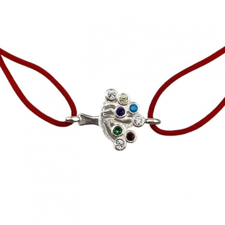 Bratara Snur Reglabil, Argint 925, Pom cu Pietre Colorate, Jolie Silver, 0.7 g, 2 cm x 1.2 cm [2]
