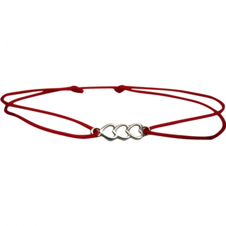 Sub 99 Lei - Bratara Snur Reglabil, Argint 925,  Sir Inimioare, 0.5 g, 2 cm x 0.5 cm