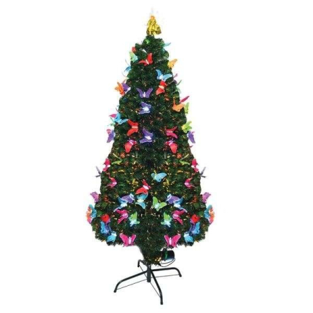 Casă și camping - Brazi de Craciun cu fibra optica colorata cu fluturasi - 150cm
