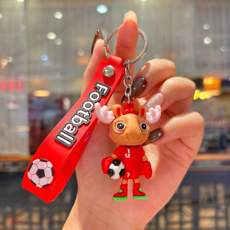 Breloc Chei, Flippy, Model Cerb, Mascota de Fotbal, Cupa Mondiala, Accesoriu Pentru Chei si Rucsac, Cauciuc Moale, 26 g, 6.2 x 3.4 cm, Rosu [4]