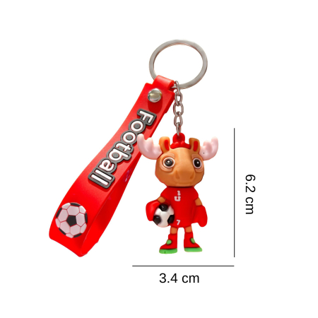 Breloc Chei, Flippy, Model Cerb, Mascota de Fotbal, Cupa Mondiala, Accesoriu Pentru Chei si Rucsac, Cauciuc Moale, 26 g, 6.2 x 3.4 cm, Rosu [3]