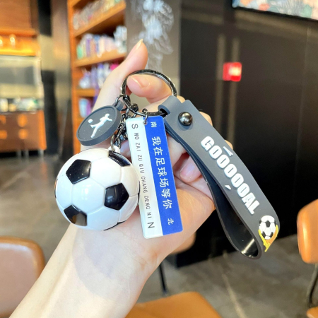 Breloc Chei, Flippy, Model Minge de Fotbal, Mesaj Următoarea Oprire: Stadion de fotbal, Cupa Mondiala, Accesoriu Pentru Chei si Rucsac, Material Acril, 50 g, Albastru/Negru [1]