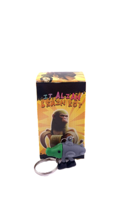 Breloc de Chei din Silicon, Flippy, Figurina Brainrot Bombardiro Crocodilo, 4 cm, Gri/Verde [1]