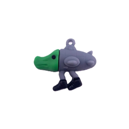 Jucarii creative - Breloc de Chei din Silicon, Flippy, Figurina Brainrot Bombardiro Crocodilo, 4 cm, Gri/Verde