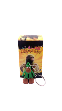 Breloc de Chei din Silicon, Flippy, Figurina Brainrot Brr Brr Patapim, 4 cm, Verde/Maro [3]