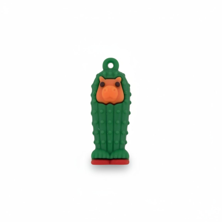 Jucarii creative - Breloc de Chei din Silicon, Flippy, Figurina Brainrot Cacto Hipopotamo, 4 cm, Verde