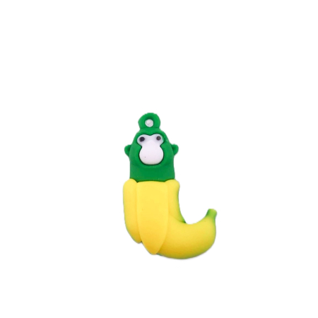 Jucarii creative - Breloc de Chei din Silicon, Flippy, Figurina Brainrot Cimpanzini Bananini, 4 cm, Galben/Verde