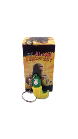 Breloc de Chei din Silicon, Flippy, Figurina Brainrot Cimpanzini Bananini, 4 cm, Galben/Verde [1]