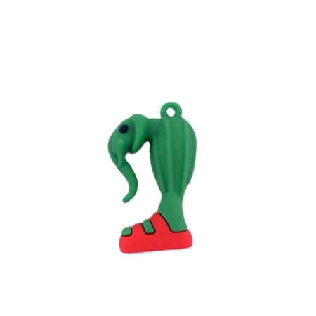 Jucarii creative - Breloc de Chei din Silicon, Flippy, Figurina Brainrot Elefant Cactus Lirili Larila, 4 cm, Verde/Rosu