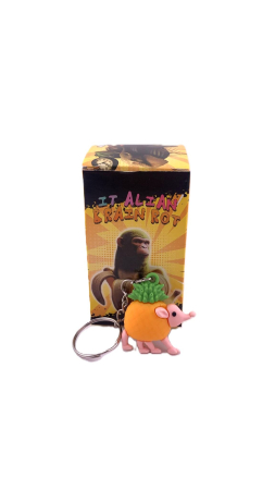 Breloc de Chei din Silicon, Flippy, Figurina Brainrot Snooffi Zeffirulli, 4 cm, Portocaliu/Verde [1]