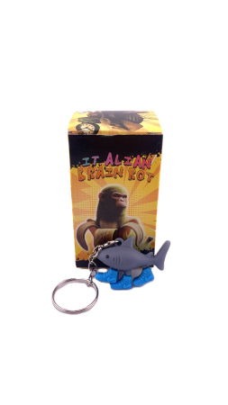 Breloc de Chei din Silicon, Flippy, Figurina Brainrot Tralalero Tralala, 4 cm, Gri/Albastru [3]