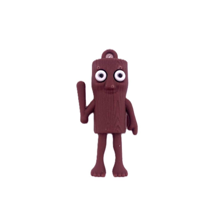 Jucarii creative - Breloc de Chei din Silicon, Flippy, Figurina Brainrot Tung Tung Sahur, 4 cm, Maro