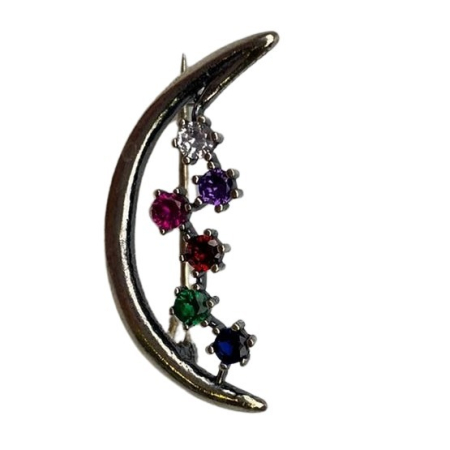 Brosa Argint 925 Semiluna cu Pietre Colorate [3]
