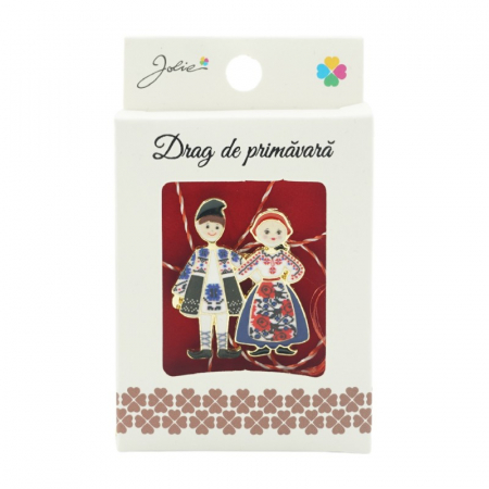 Martisoare Brosa Primavara - Brosa Mica in Cutie Cosulet Tineri Traditionali