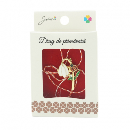 Martisoare Brosa Primavara - Brosa Mica in Cutie Ghiocel si Gargarita