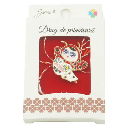 Martisoare Brosa Primavara - Brosa Mica in Cutie Jolie model Cea Mai Draga Educatoare
