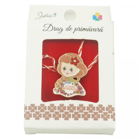 Martisoare Brosa Primavara - Brosa Mica in Cutie Jolie model O Fata Minunata