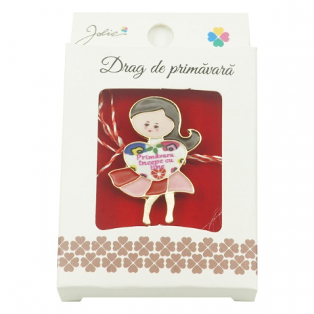 Martisoare Brosa Primavara - Brosa Mica in Cutie Jolie model Primavara Incepe cu Tine