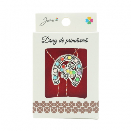 Martisoare Brosa Primavara - Brosa Mica in Cutie Potcoava Colorata