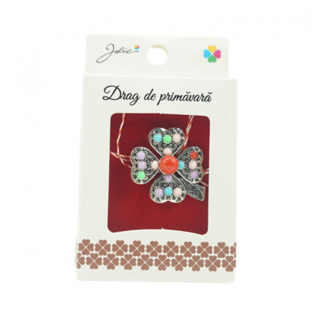 Martisoare Brosa Primavara - Brosa Mica in Cutie Trifoi Colorat