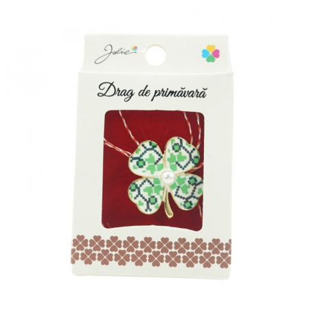 Martisoare Brosa Primavara - Brosa Mica in Cutie Trifoi Traditional