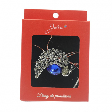 Martisoare Brosa Vintage - Brosa Vintage in Cutie Paun cu Piatra