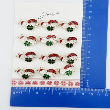 Brose Martisor, Jolie, Set 12 Bucati, Buburuza Cu Trifoi, Metal, 3 cm, Multicolor [1]