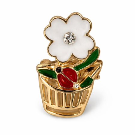 Brose Martisor, Jolie, Set 12 Bucati, Model Floare si Buburuza, Brose din Metal, Aspect Lacuit, Multicolor [1]