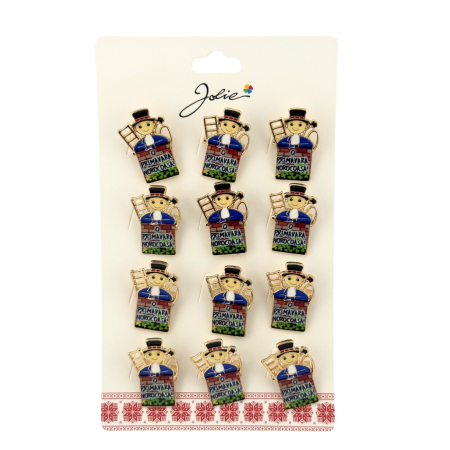 Sub 99 Lei - Brose Martisor Primavara, Jolie, Set 12 Bucati, Model Cosar cu Mesaj Primavara, Brosa din Metal, 3 x 2 cm per Bucata, Multicolor