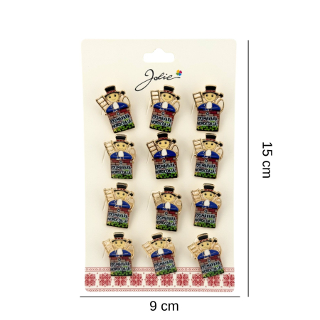 Brose Martisor Primavara, Jolie, Set 12 Bucati, Model Cosar cu Mesaj Primavara, Brosa din Metal, 3 x 2 cm per Bucata, Multicolor [1]