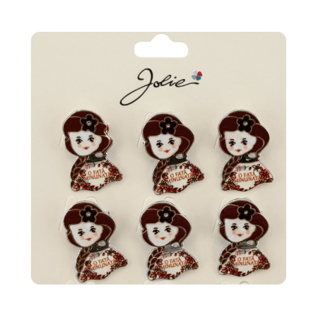 Brose Martisor Primavara, Jolie, Set 12 Bucati, Model cu Mesaj O Fata Minunata, Brosa din Metal, 3 x 2 cm per Bucata, Rosu inchis [2]