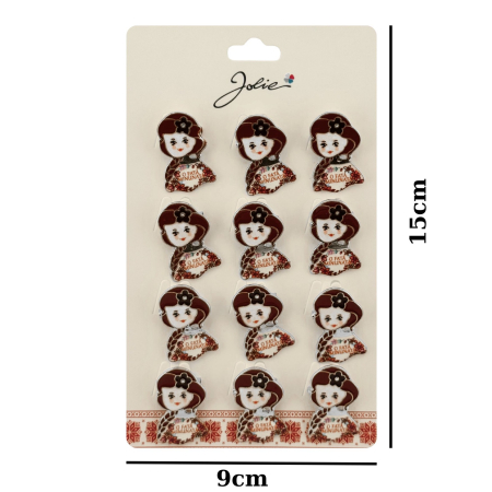 Brose Martisor Primavara, Jolie, Set 12 Bucati, Model cu Mesaj O Fata Minunata, Brosa din Metal, 3 x 2 cm per Bucata, Rosu inchis [1]