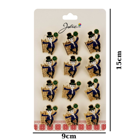 Brose Martisor Primavara Jolie, Set 12 Bucati, Model Elf cu Trifoi Norocos, Brosa din Metal, 3 x 2 cm per Bucata, Albastru inchis [1]