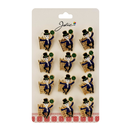 Sub 99 Lei - Brose Martisor Primavara Jolie, Set 12 Bucati, Model Elf cu Trifoi Norocos, Brosa din Metal, 3 x 2 cm per Bucata, Albastru inchis