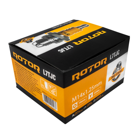 Bujie de aprindere pentru motoare in doi timpi ROTOR L7TJC, 3 electrozi, filet M14 × 1,25 mm, bax 10 bucati [2]