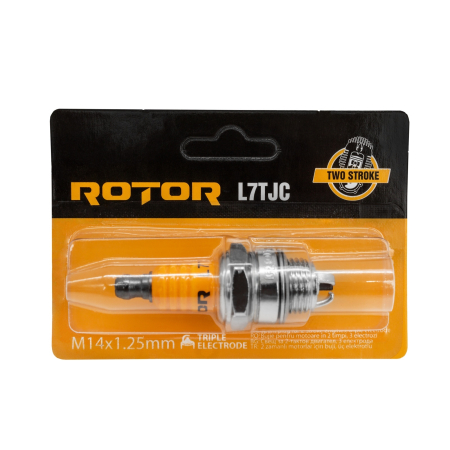 Alte piese pentru drujbe - Bujie de aprindere pentru motoare in doi timpi ROTOR L7TJC, 3 electrozi, filet M14 × 1,25 mm, bax 10 bucati