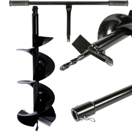 Gradina - Burghiu de pamant pentru motoburghiu 200 mm x 800 mm + Maner manual