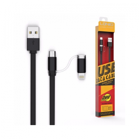 Cablu date 2 in 1 MicroUSB si Lightning  1 m Negru  Cod Produs 08079 [5]