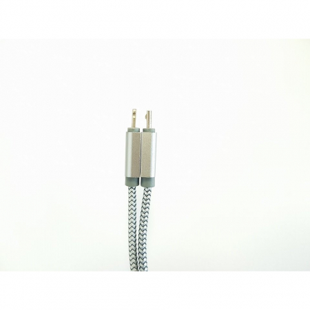 Cablu date Fineblue F-U5 metalic 1 Micro + 1 Lightning Argintiu [1]