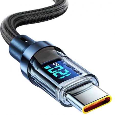 Cablu de Date Type C + USB, Flippy, Încarcare Super Rapida, 120 W, Afișaj Digital LED, 1 m, Negru [8]