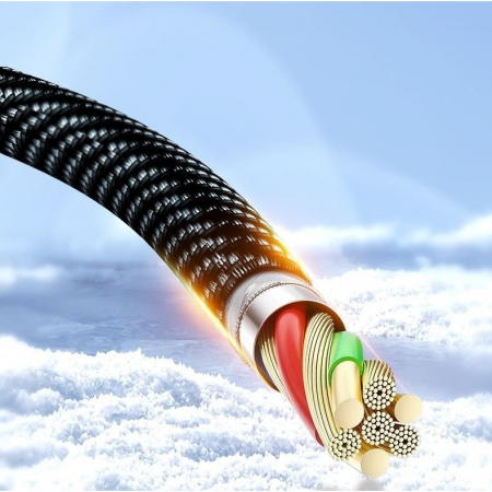 Lichidare Cablu de Date Type C + USB, Flippy, Încarcare Super Rapida, 120 W, Afișaj Digital LED, 1 m, Negru [9]