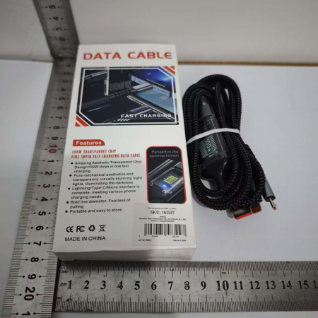Cablu Multifunctional de Incarcare pentru Telefon 3in 1, Flippy, Cablu de incarcare rapida 100W, potrivit pentru Auto, Universal pentru Android si iOS, 1.2M, Negru [1]