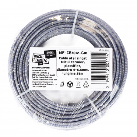Cablu otel zincat Micul Fermier, plastifiat, diametru 4-5.5mm, lungime 25m [2]