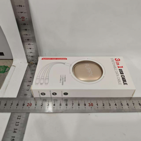 Cablu Retractabil Universal pentru Telefon, Flippy, Universal 3in1 pentru Orice Tip de Telefon, Micro-USB, Lightning, TYPE-C, 1.2M, Bej [3]