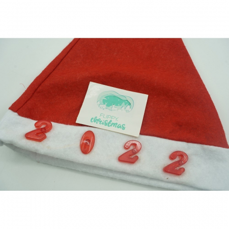 Caciulita de Mos Craciun,Flippy, cu inscriptie 2022 ,led si muzica, rosie, marime universala, poliester [3]